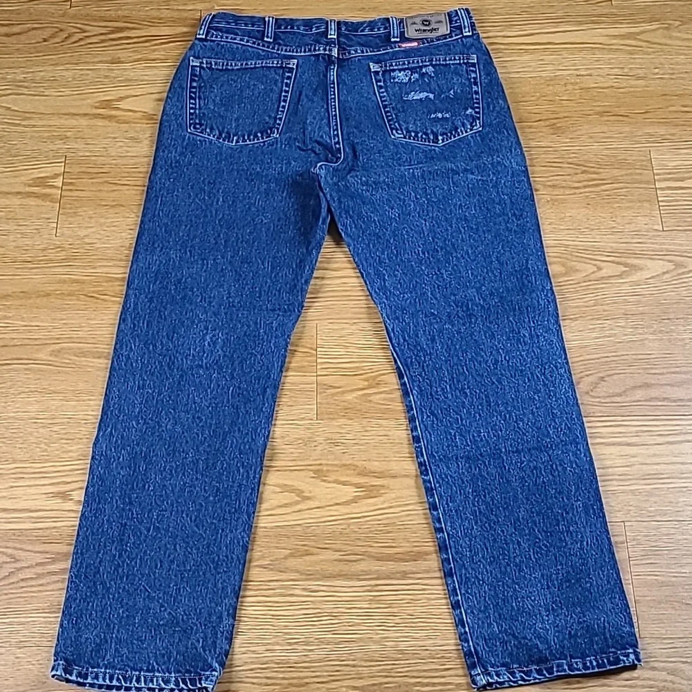 WRANGLER VINTAGE PREMIUM MENS STRAIGHT DISTRESSED LIKE NEWDENIM BLUE JEANS 36x31